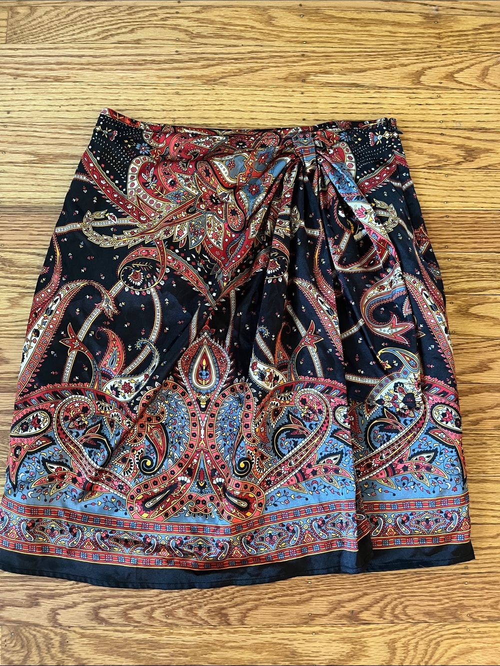 Richie Tailor Paisley Wrap Skirt Small Boho Scarf Print Tie Waist